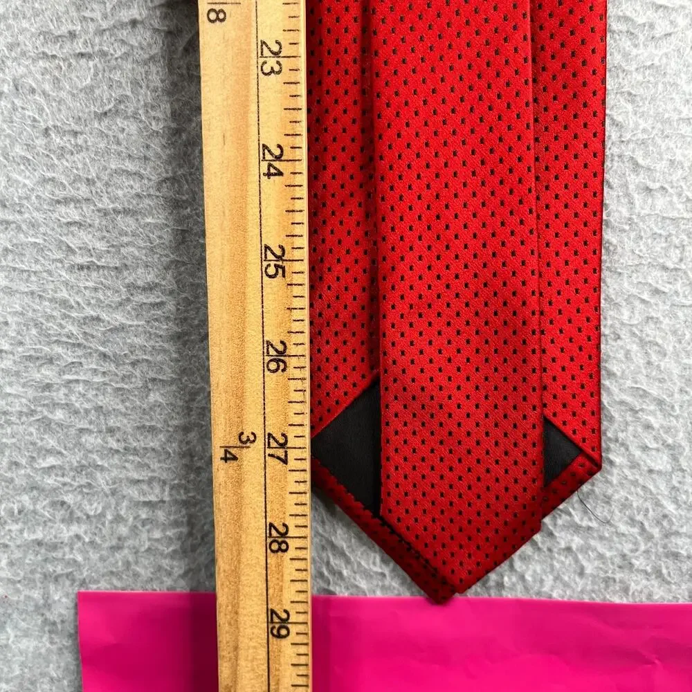 Saxony Collection Necktie Red Back Dots Silk New Tie